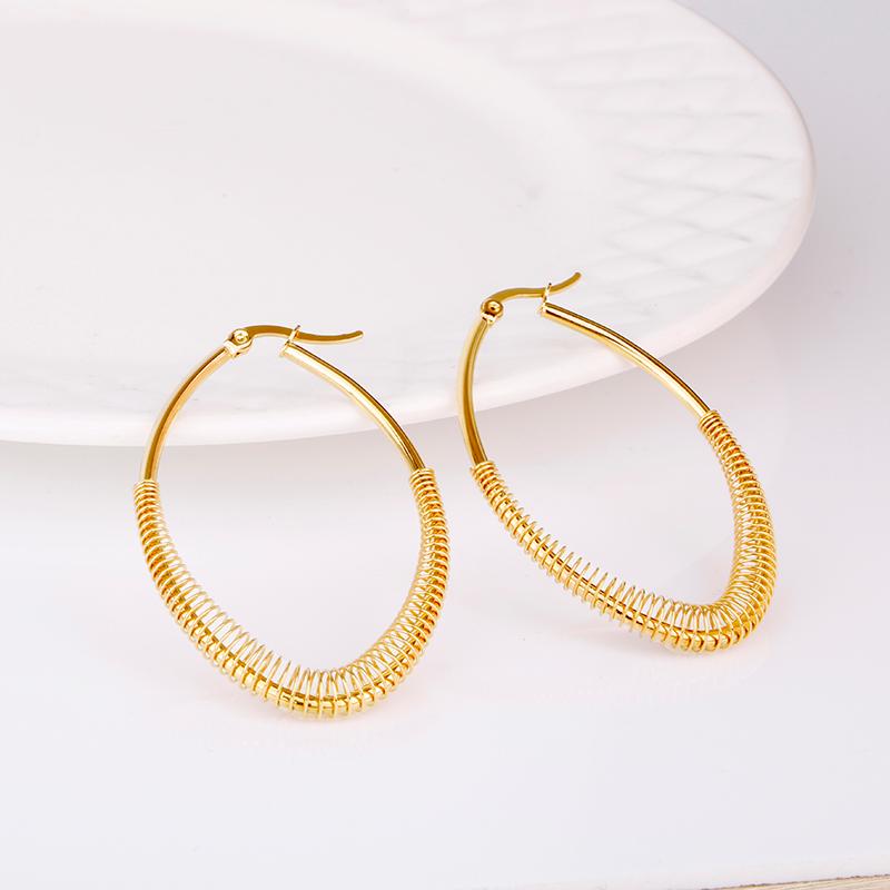 

Hoop & Huggie Stainless Steel Earring For Women Oval Special Style Gold Color Ear Rings Nice Party Daily Gift Jewelry 2022 E0178Hoop
