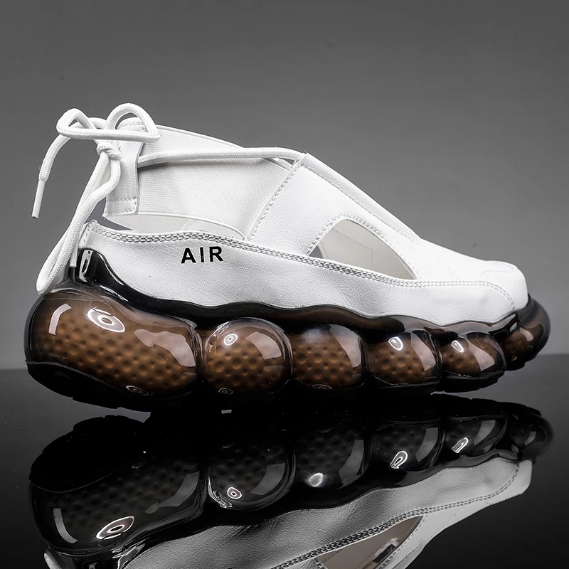 

Fashion Men's Sandals Summer Soft Sandals Outdoor Antiskid Damping Men Roman High Quality Microfiber Leather 45