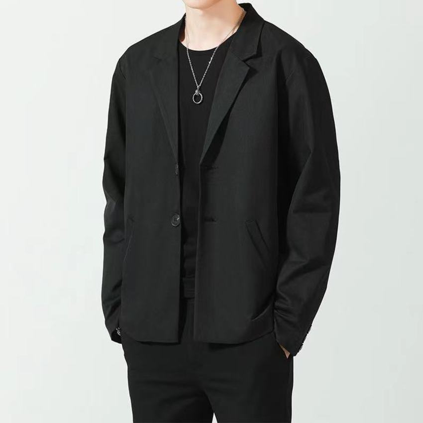 

Men Japanese Loose Suit Jacket Casual Solid Thin Long Sleeve Single-breasted Coat Tops For Male Smart Business All-match Blazers, Beige