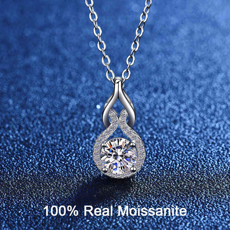 

Women 925 Sterling Silver 10 CT VVS1 Diamond Hollow Gourd Pendant Necklace GRA Certified Moissanite Jewelry