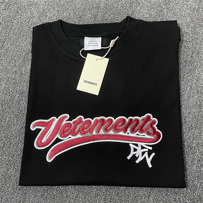 

Big Red Embroidery Vetements t-Shirt Men Women High Quality Summer Vtm Loose Short Sleeve 220601, 23