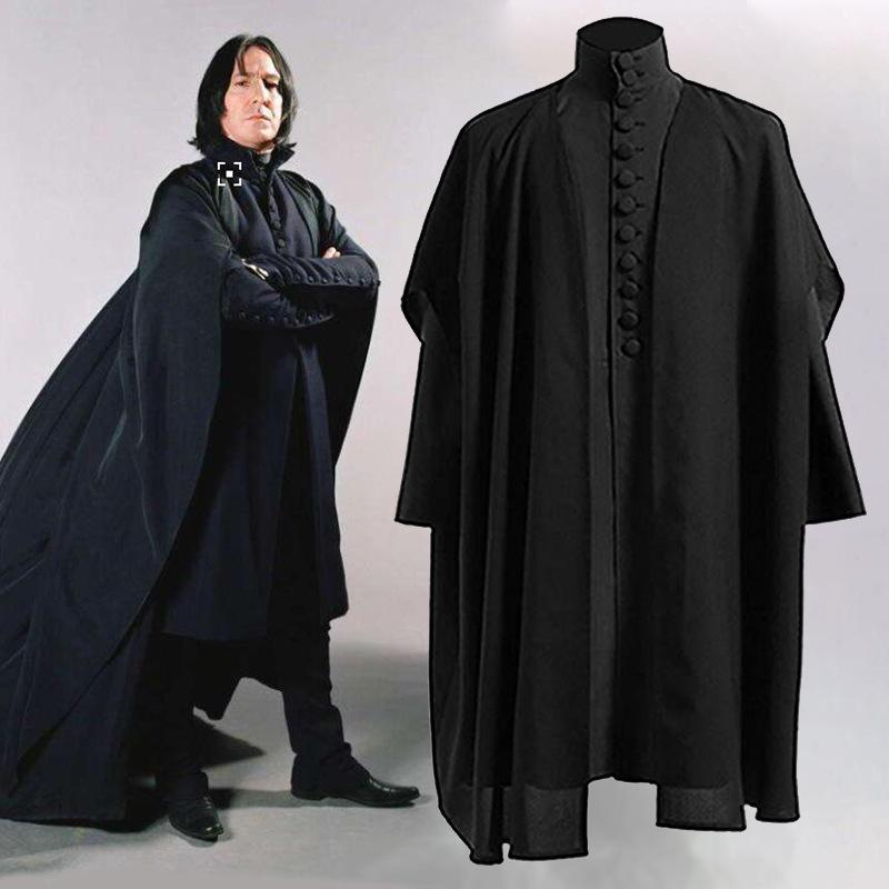 

Men' Tracksuits Professor Severus Snape Cosplay Costume Hogwartes School Black Cloak Shirts Suits Adults Robe Magic Wand Carnival Party Uni