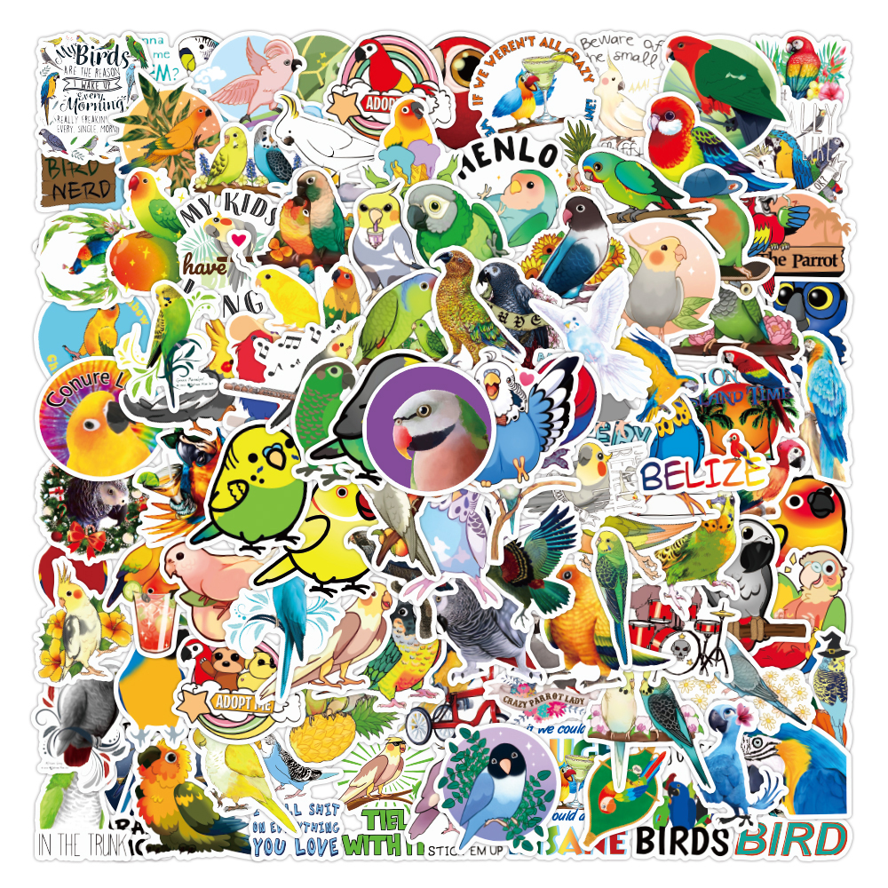 50Pcs Lot Parrot Cartoon Animals Cute Sticker For Kids Toys Laptop Water Bottle Skateboard Guitar Car Decals Phone Case Motorcycle Notebook Diy W-image-760631669