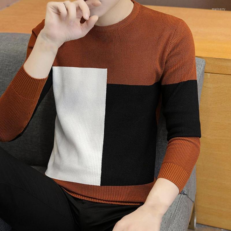 

Men's Sweaters Men Sweater 2022 Winter Warm O-Neck Polyester Patchwork Contrast Colors O Neck Base DropMen's Mari22, Khaki