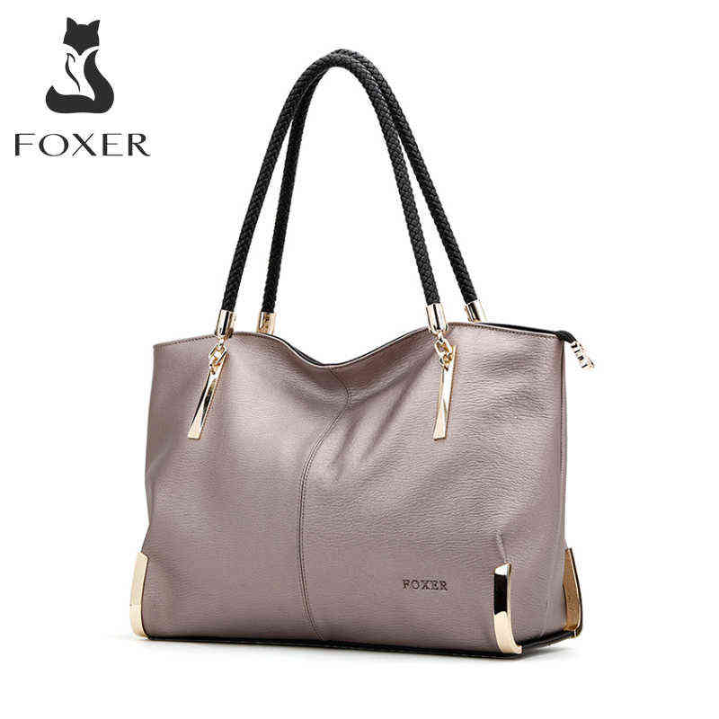 

Foxer Brand Women Purse Cow Leather Handbags Female Shoulder Bag Designer Luxury Lady Tote Large Capacity Zipper Handle, Black 938032f1a