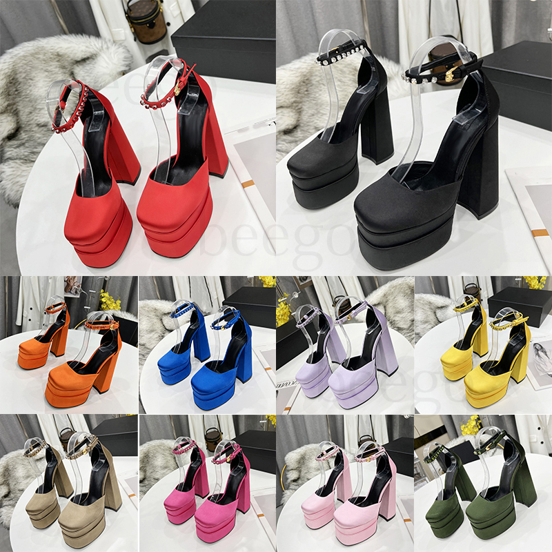 

with box designer Heel height 5.5cm high heeled sandals women womens ladies for Thick bottom Platform luxury leather heel shoe shoes party wedding buckle Dress marry, Need box