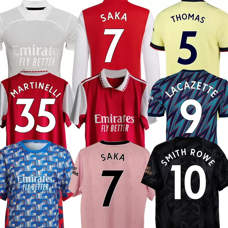 

21 22 23 PEPE SAKA Pink soccer jerseys Fans Player version Gunners ODEGAARD THOMAS TIERNEY SMITH ROWE 2021 2022 no more red football shirt B, Kids third