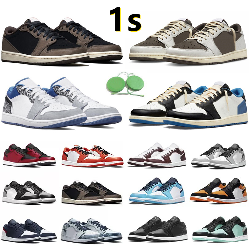 

1 1s Low Mens Basketball Shoes Sneaker Reverse Dark Mocha Fragment White Camo Wolf Grey Paint Drip UNC Diamond Royal Cyber Bred Toe Men Women Trainers Sports Sneakers, Color#19
