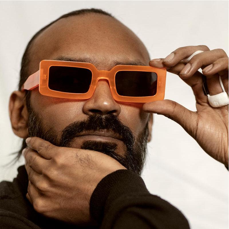 

Sunglasses Male Small Square Sweden Fashion Brand Designer Cool Slim Orange Sun Glasses For Women Summer Beach Party EyewearSunglasses