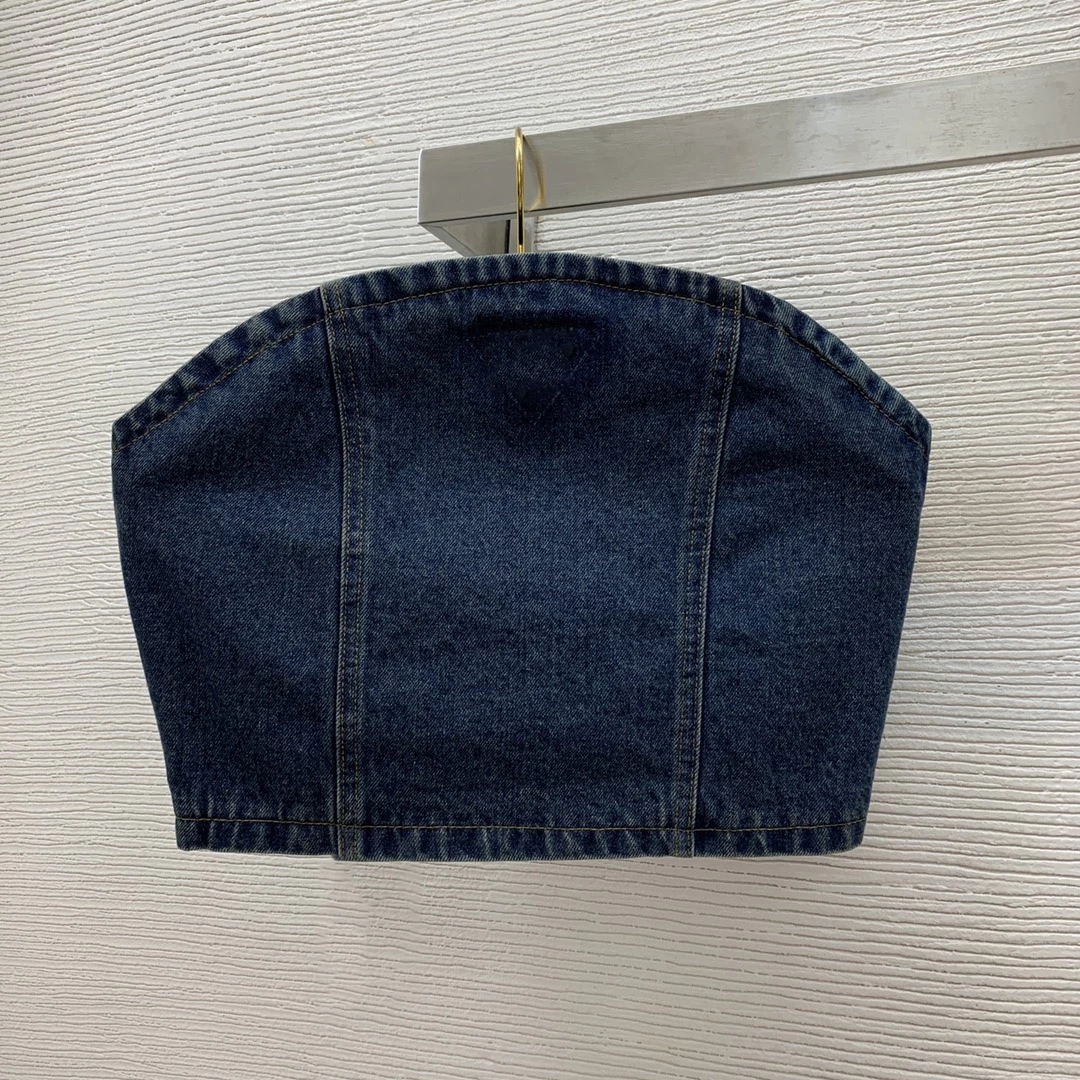 

2022 designer Sexy Women Jeans Wear Tank Top Strapless Off Shoulder Tube Top Crop Tops Female Zipper 2022 Summer Camis, As photo