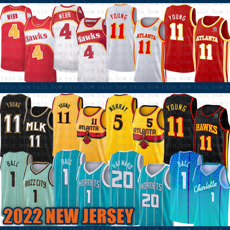 

Charlotte''Hornets''Men 11 5 4 LaMelo Ball Gordon Hayward Basketball Jersey Atlanta''Hawks''Men 1 20 Trae Young Dejounte Murray Spud Webb, Jersey-laoying