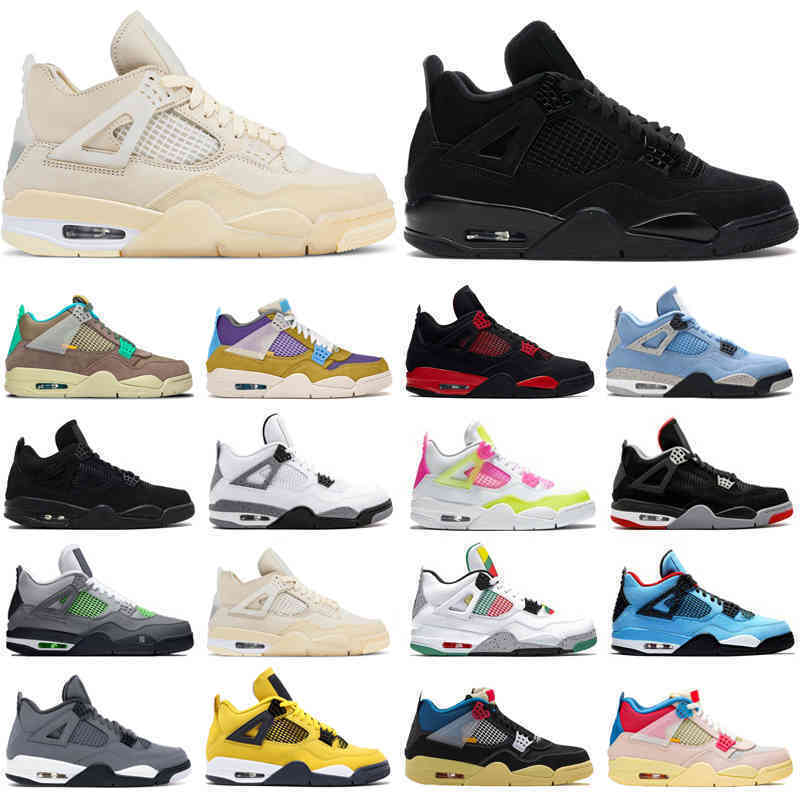 

Basketball Women Men Thunder 4s Red Shoes Jumpman 4 University Blue White Oreo Sail Black Cat Green Metallic Bred Mens Trainers Sport, Neon