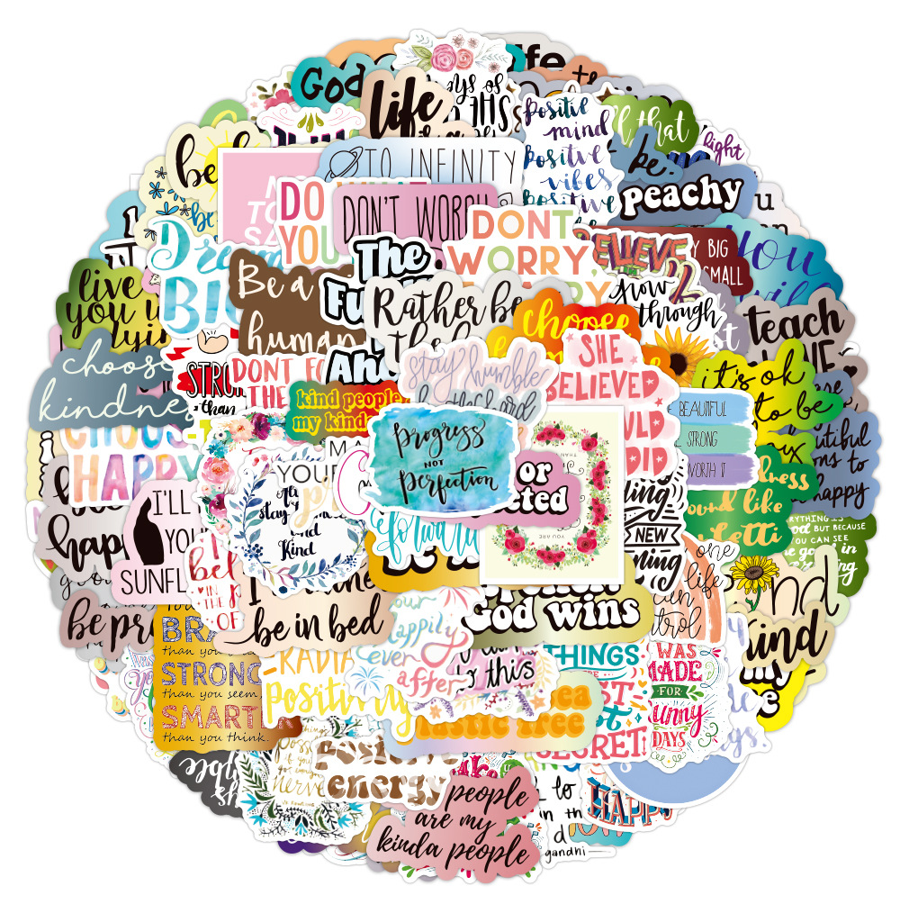 

100 pcs/set water bottle Stickers inspirational phrase For Skateboard Car Laptop Pad Kids Bicycle Motorcycle Helmet Decor Guitar PS4 Phone Decal Pvc Sticker, Multi colors