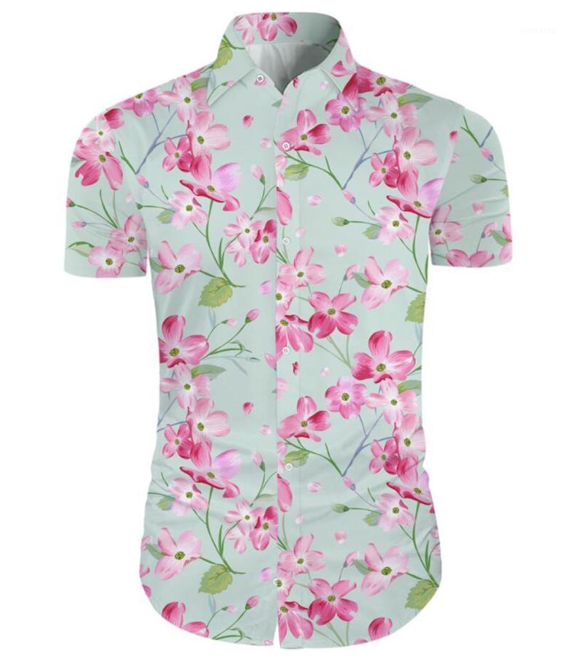 

Mens 3D Floral Printed Casual Button Down Shirt Short Sleeve Beach Hawaiian Dress Shirts Men, 5818