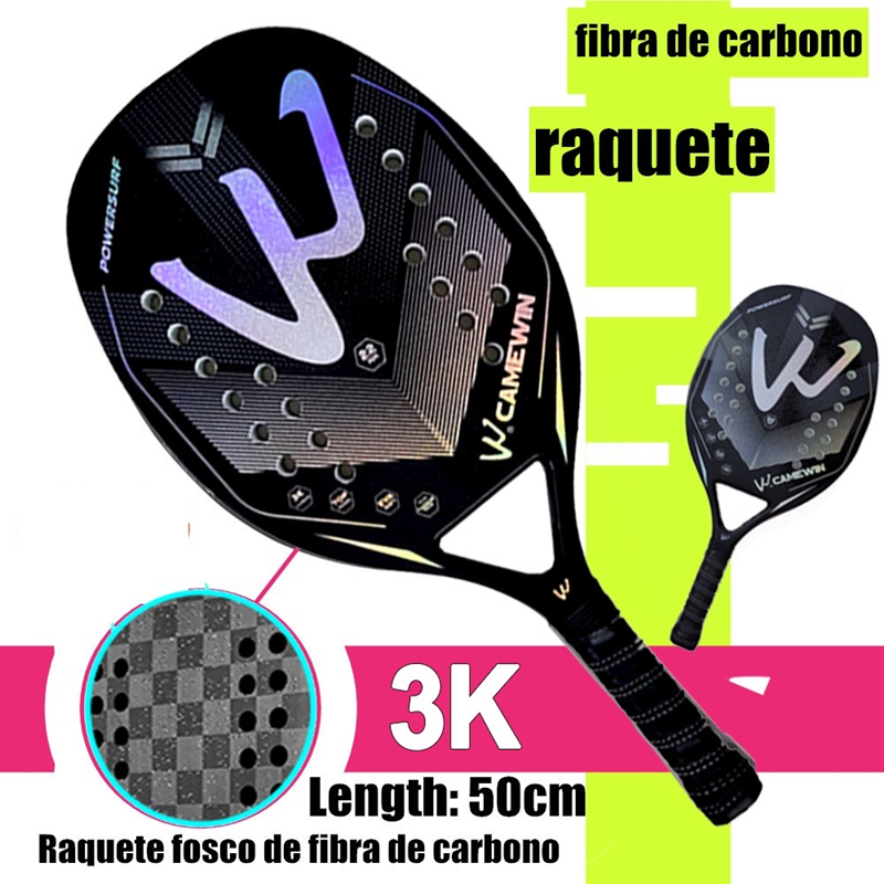 

3k carbon fibre professional beach tennis racket high quality gradient color laser stereo logo