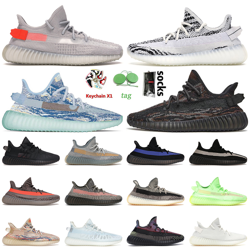 

2022 Fashion Yeezies'350 Sports Running Shoes Mens Sneakers Kanye'v2 Zebra Tail Light MX Frost Blue Rock Bred Dazzling Glow Ash Stone Men Women Trainers 36-48, 23
