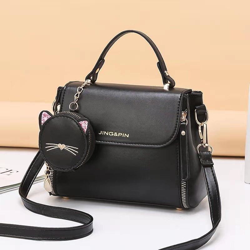 

Evening Bags 2022 Ladies Small Handbags Flip Messenger Bag Kitten Ornaments Fashion Fresh Square Women Diagonal, Black