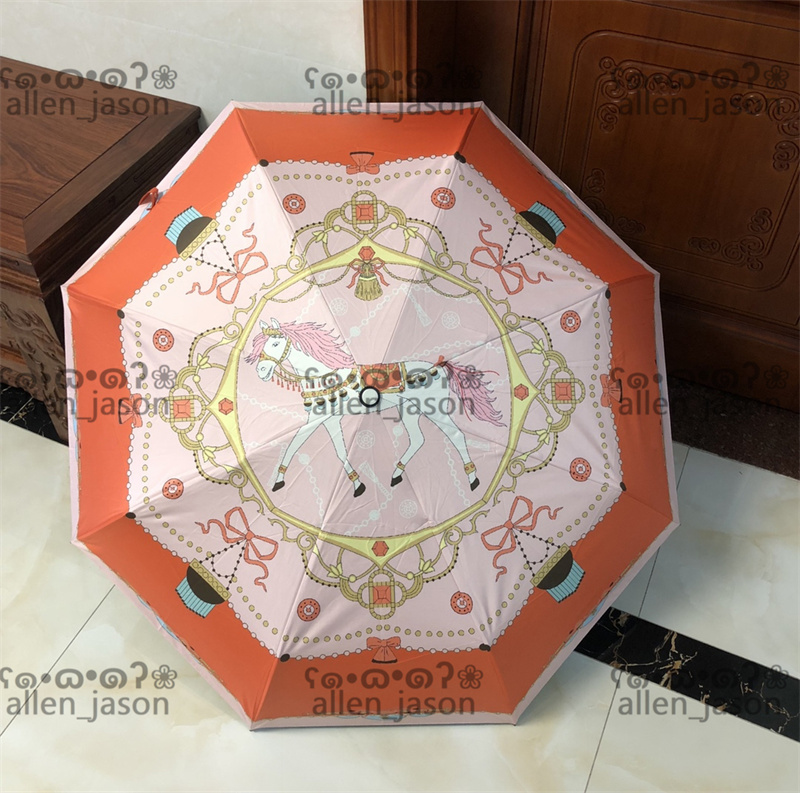 

Dream Horse Sun Umbrellas Hipster Automatic Folding Designer Luxury Umbrellas High Quality Outdoor Travel Multifunction Windproof Rainy Umbrellas, As pic;with box