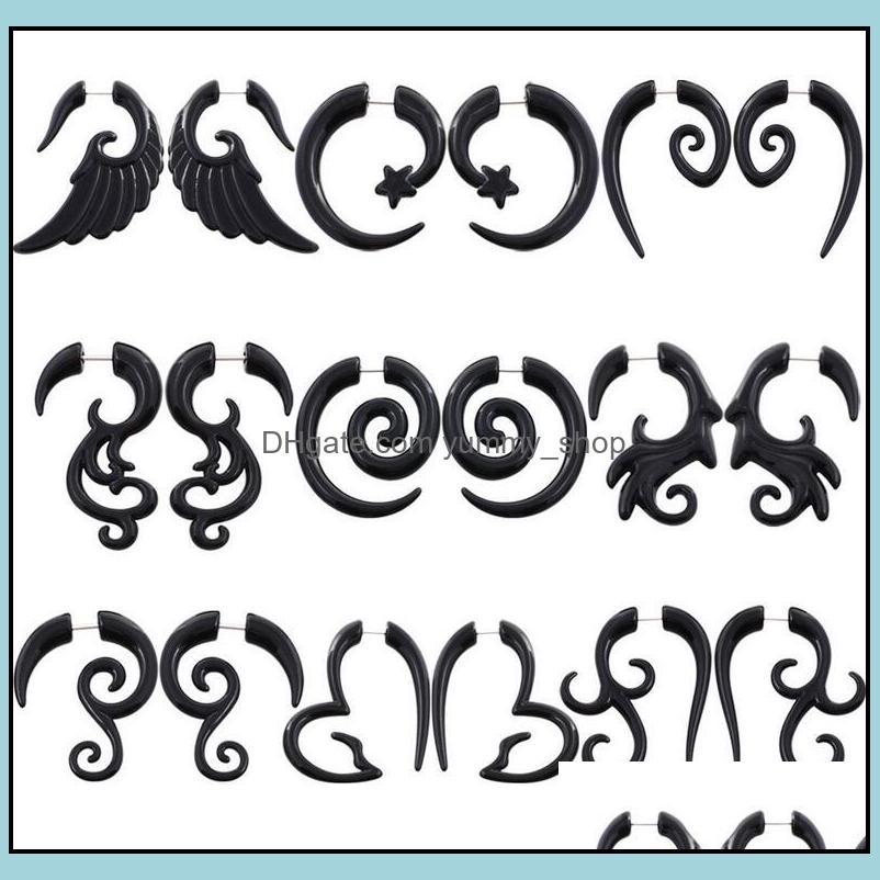 

Stud Earrings Jewelry Punk Tribal Spiral Fake Gauges Acrylic Ear Tapers Plugs Horn Wing Faux Plug Piercings Body Drop Delivery 2021 F129Y