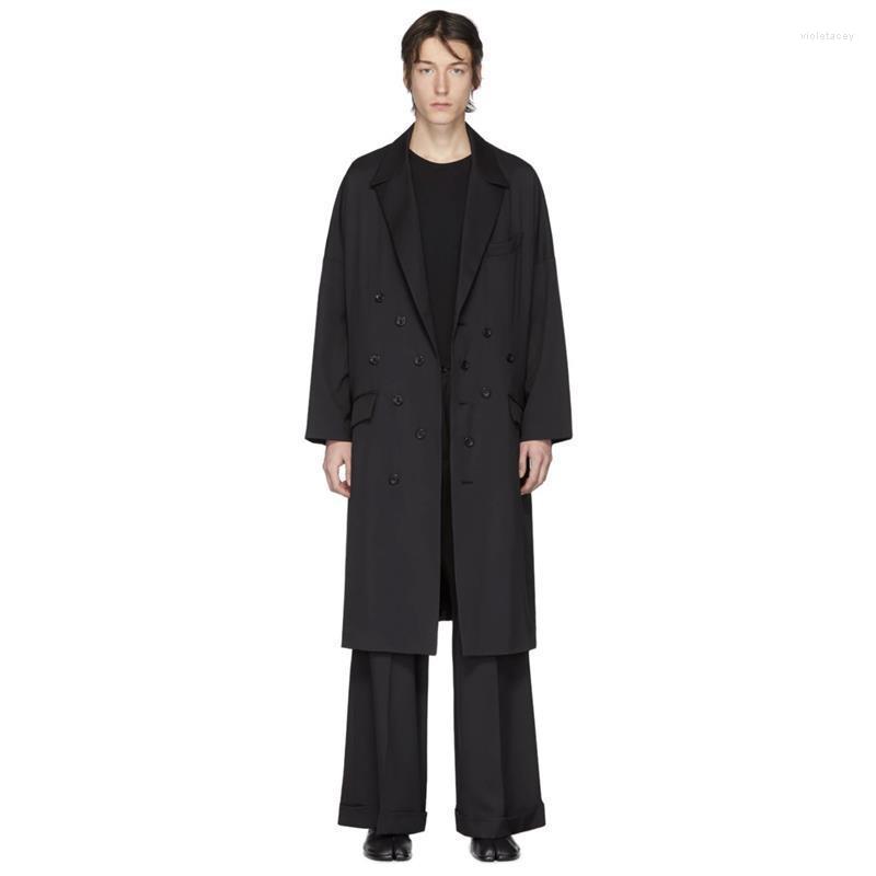 

Men' Trench Coats Pure Multi-button Wool Mid-length Profile Coat Japan Viol22, Black