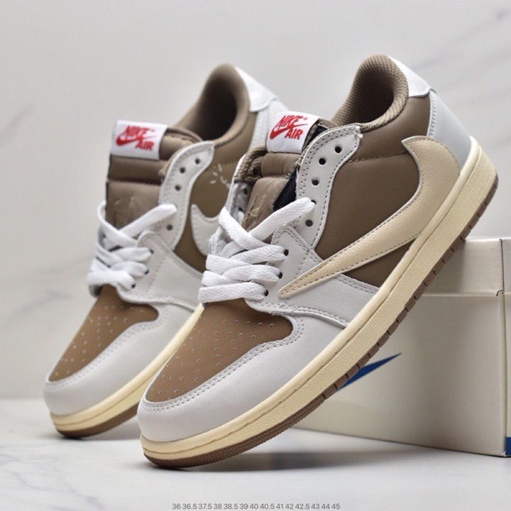 Nike aj1 low top barb Fujiwara Hao lightning white blue white red brown men and women's versatile casual couple shoes