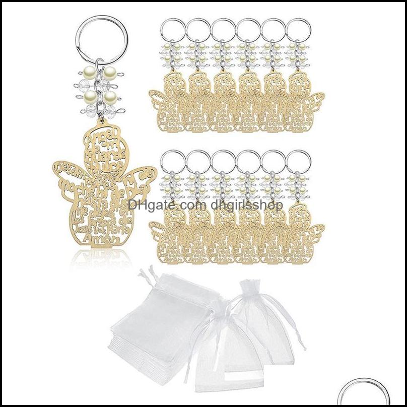 

Keychains Fashion Accessories 20Pcs Baptism Angel Key Ring Wood Keychain Favor Baptismal Souvenirs Communion Favors For Boy Dhjoh