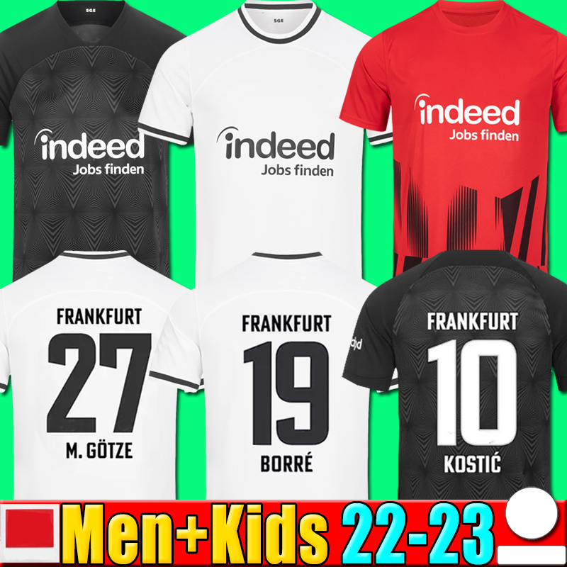 

22 23 Eintracht Frankfurt soccer jersey 2022 2023 SOW Borre KOSTIC HAUGE Younes football uniform men kids kit HASEBE KAMADA HINTEREGGER Lammers maillot shirts, P12 2122 away kids