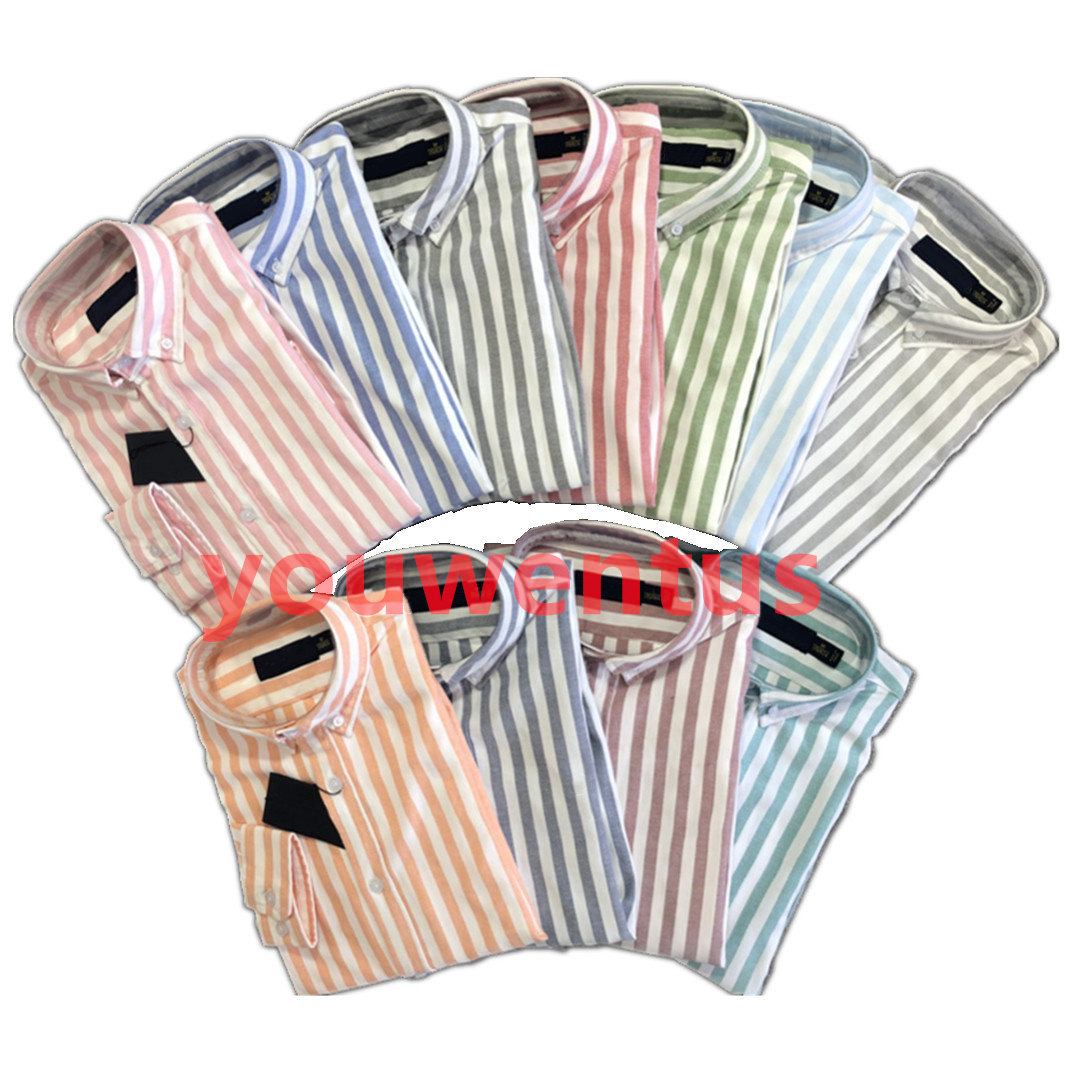

Mens Casual Shirts long sleeve small horse shirt stitching colorful Fashion plus size Men Classic Business T-shirt Button Lapel Slim fit high quality stripe shirts, Orange