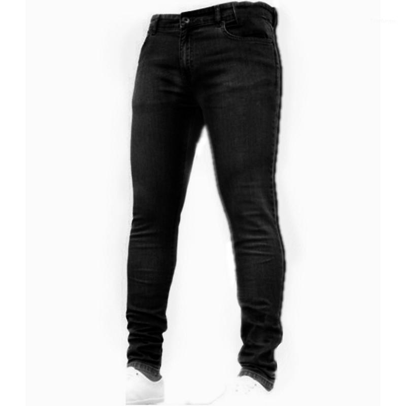 

Men's Jeans 2022 Mens Pure Color Skinny Blue Slim Fit Pencil Pants Casual Biker Trousers Streetwear High Quality Denim Man Clothing, Dark blue