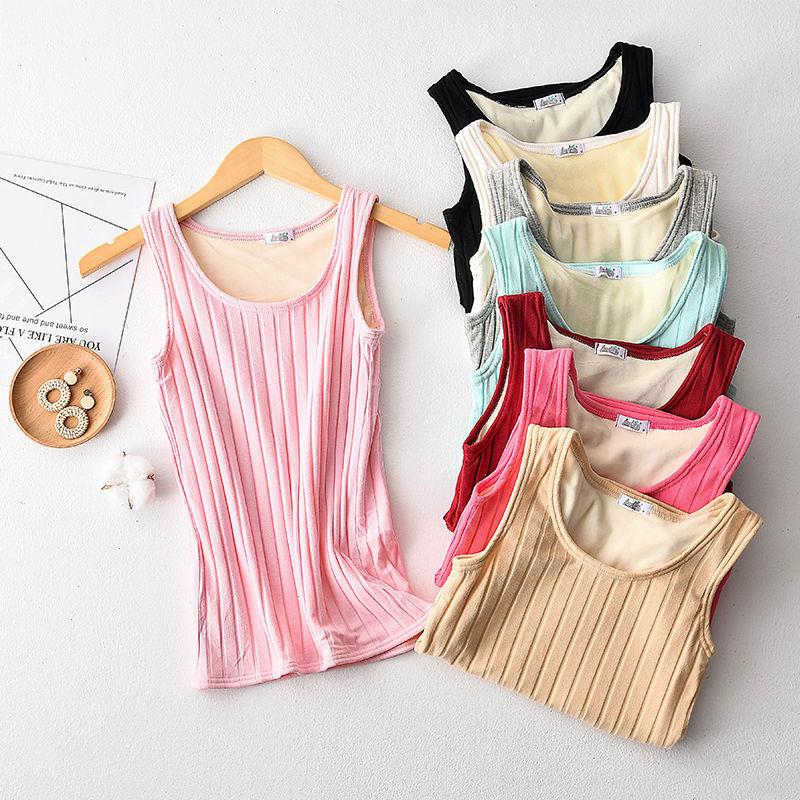 

Winter Thermal Underwear Double Layer Thickening Fleece Warm Vest Womens Slim Bottoming Cotton Top Suspender, Fleece white