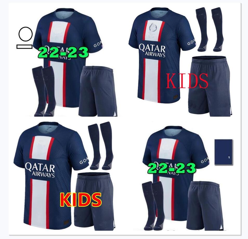 

22 23 MBAPPE pSgS soccer jerseys 2022 2023 DI MARIA WIJNALDUM SERGIO RAMOS HAKIMI fourth Maillots de football kit VERRATTI third 4TH shirt kids Kits, Blue