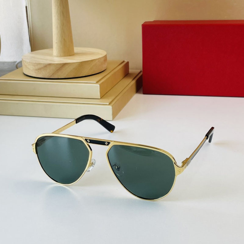 

Santos Carti Sunglasses man 0101S anti ultraviolet brushed champagne gold finish metal Polished golden screw pilot shaped black calfskin nose bridge temples 60mm