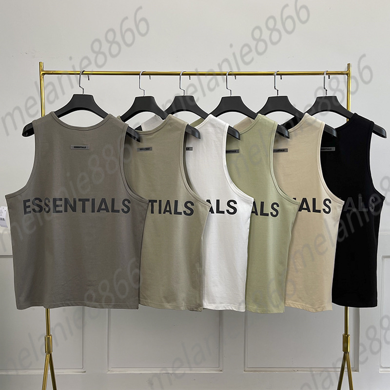 

Men' T-shirt Essentials Tank Tops for Man 100% 1-1 Women Oversized Vest Reflective Back Sleeveless Shirt Summer Basketball Uniform, Camel