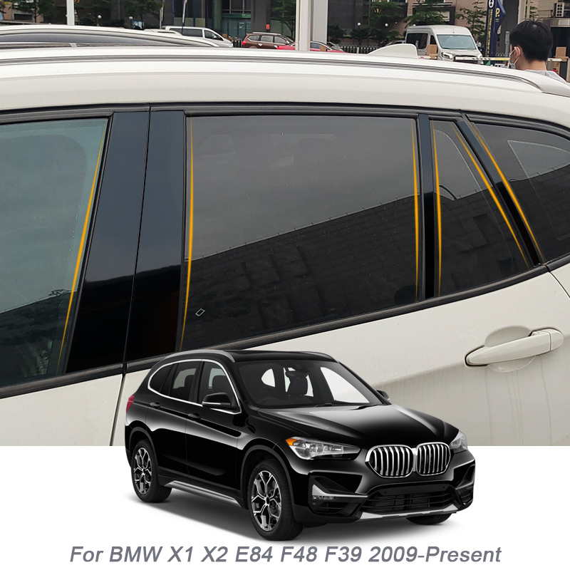 

6PCS Car Window Center Pillar Sticker PVC ProtectiveAnti-Scratch Film For BMW X1 X2 E84 F48 F39 2009-Present Auto Accessories, Black