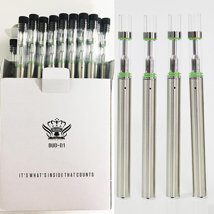 

BUD D1s Disposable Vape Pen 0.5ml Oil Cartridges E Cigarettes Starter Kits Empty Micro USB Charger 320mAh Battery Ceramic Coil Glass Mouthpiece Vaporizer Pens