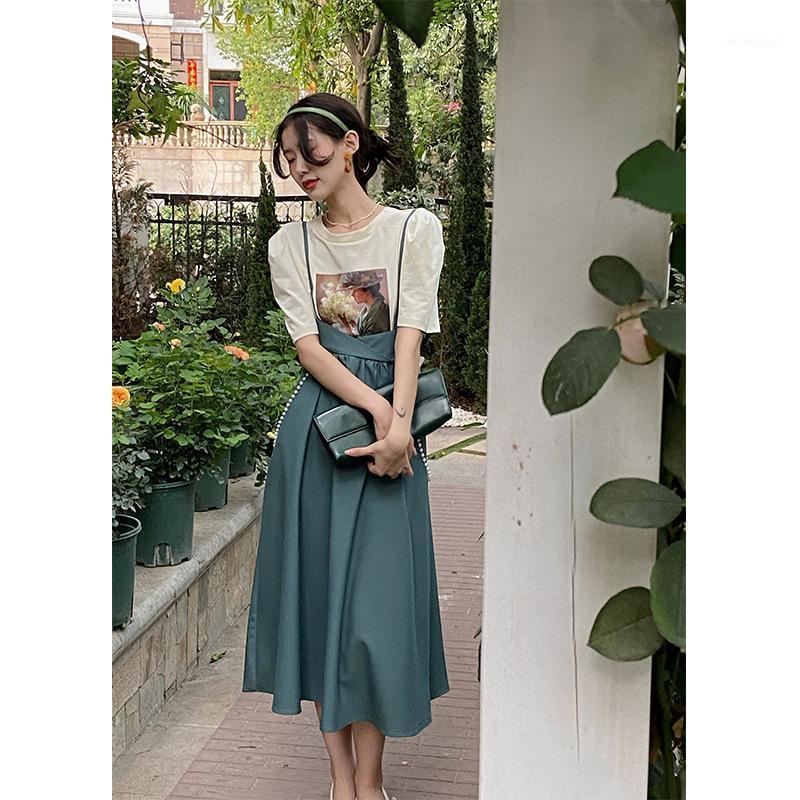 

Skirts Incense Temperament Pearl Strap A-line Skirt Women' 2022 Spring And Summer High Waist Long, Black