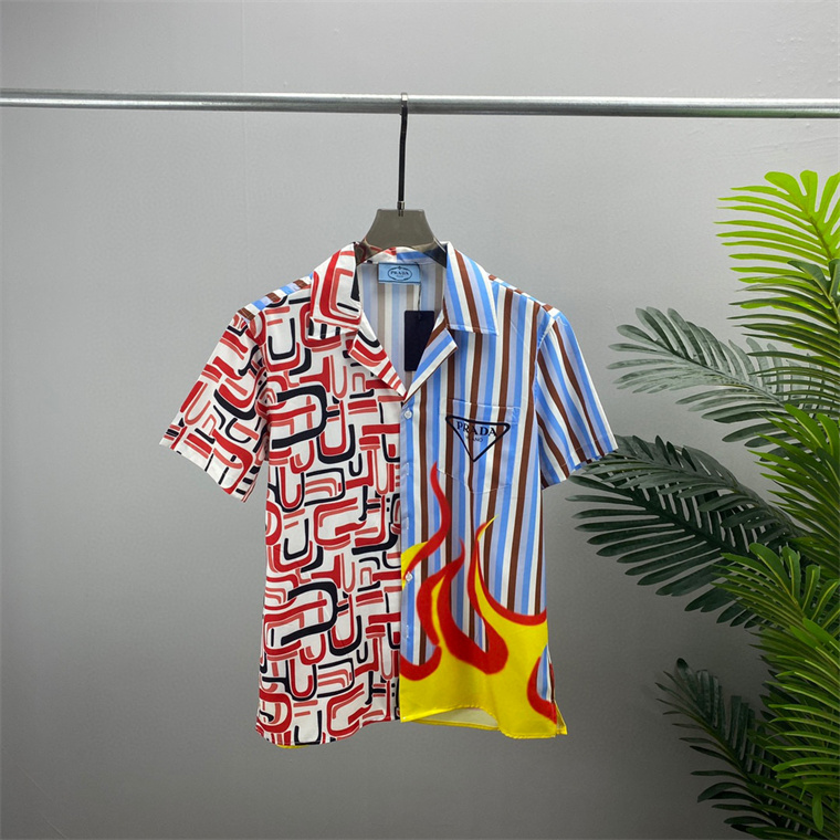 

Luxury Designer Shirts Mens Fashion Geometric print bowling shirt Hawaii Floral Casual Shirts Men Slim Fit Short Sleeve Variety#A3