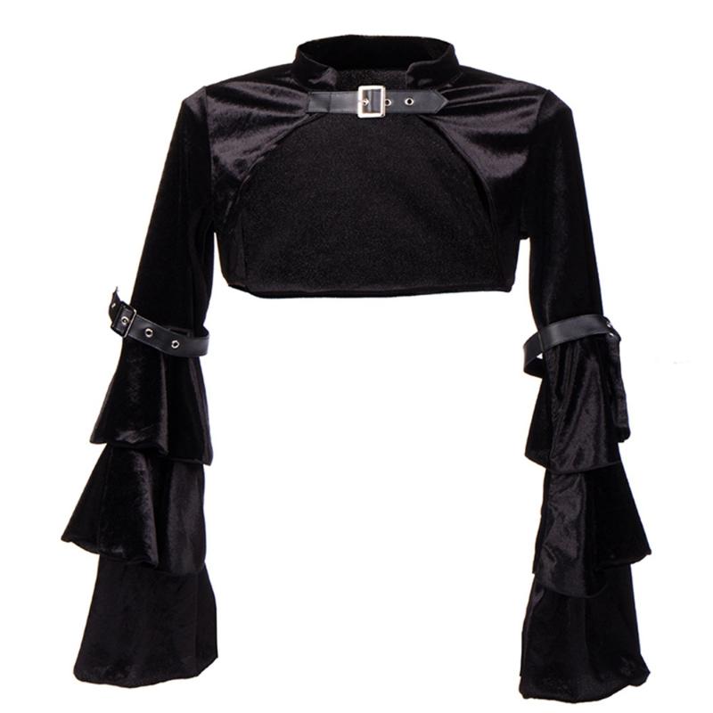 Women's Jackets Women Steampunk Corset Jacket Medieval Victorian Retro Gothic Black Shrug Bolero Long Sleeve Mini CoatWomen's