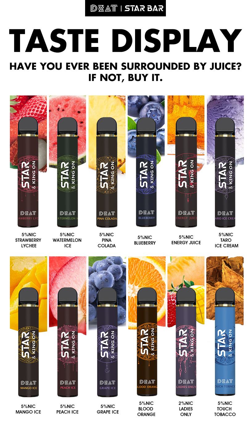 

Authetic Dzat Starbar Disposable cigarettes Pod Kit 5ml Prefilled 1500 Puff 850mAh Vape Pen Stick Bar 3.7V