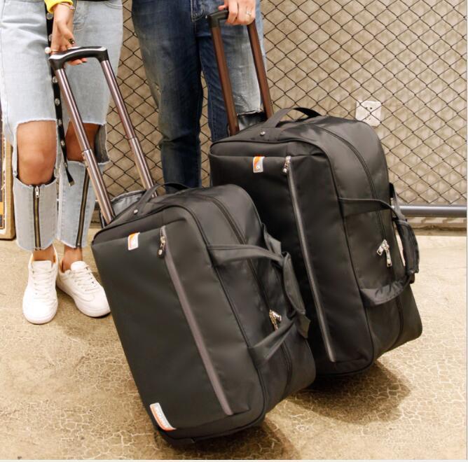 

Duffel Bags Men Travel Luggage Bag Oxford Suitcase Trolley On Wheels Rolling Carry Hand Wheeled BagsDuffel, Coffee 20 inch