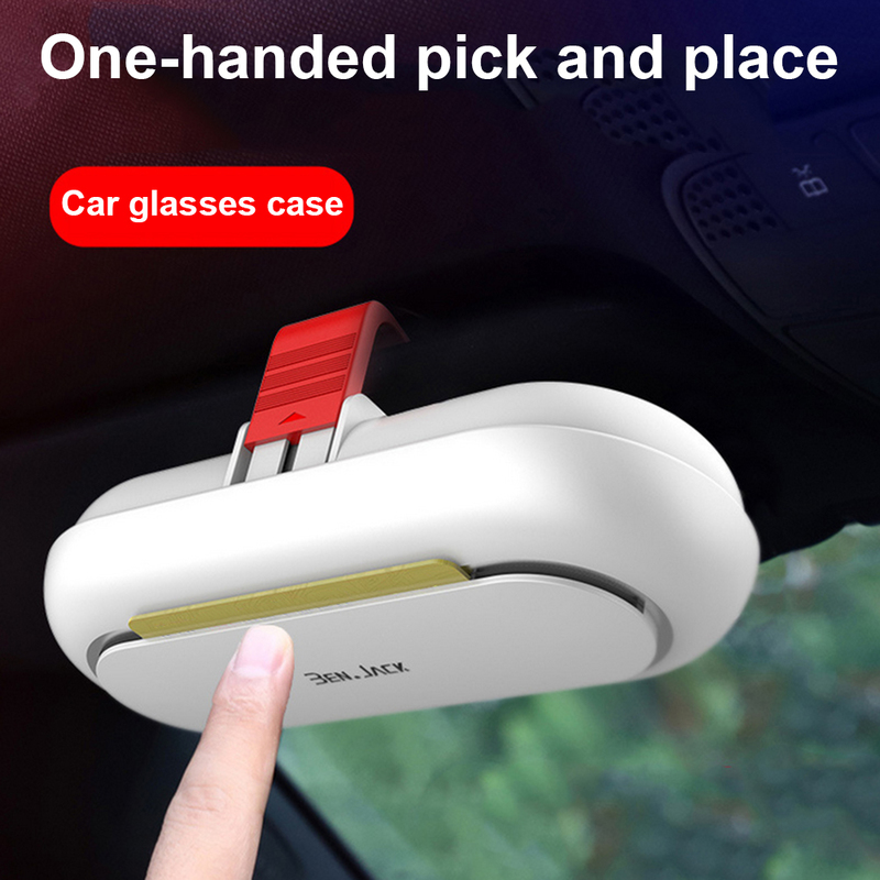 

ABS Car Glasses Case One hand Clip Spectacle Storage Box Sun Visor Sunglasses Telescopic Organizer 220615