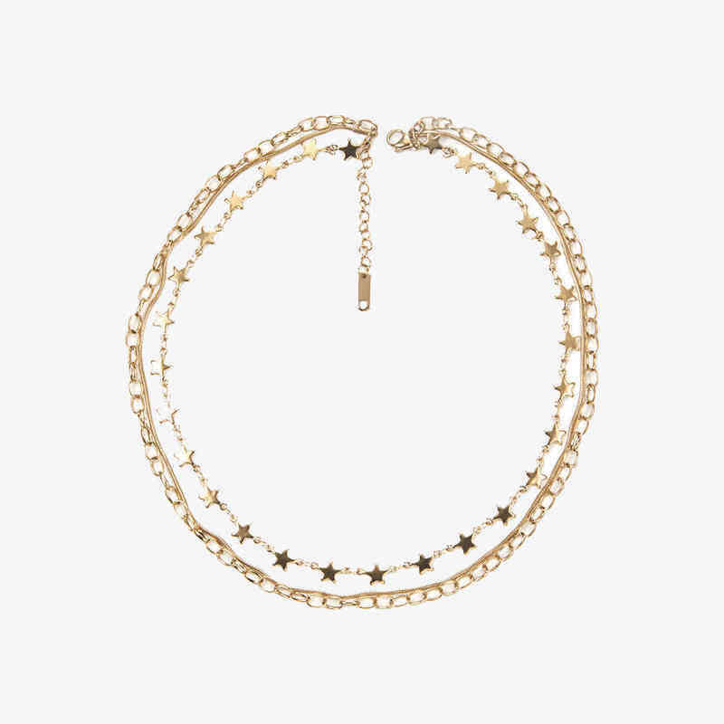 Unique Designs Pendant Necklaces Boho Multi Layer Star Choker Women Gold Color Stainless Steel Fashion Druzy Jewelry 220427