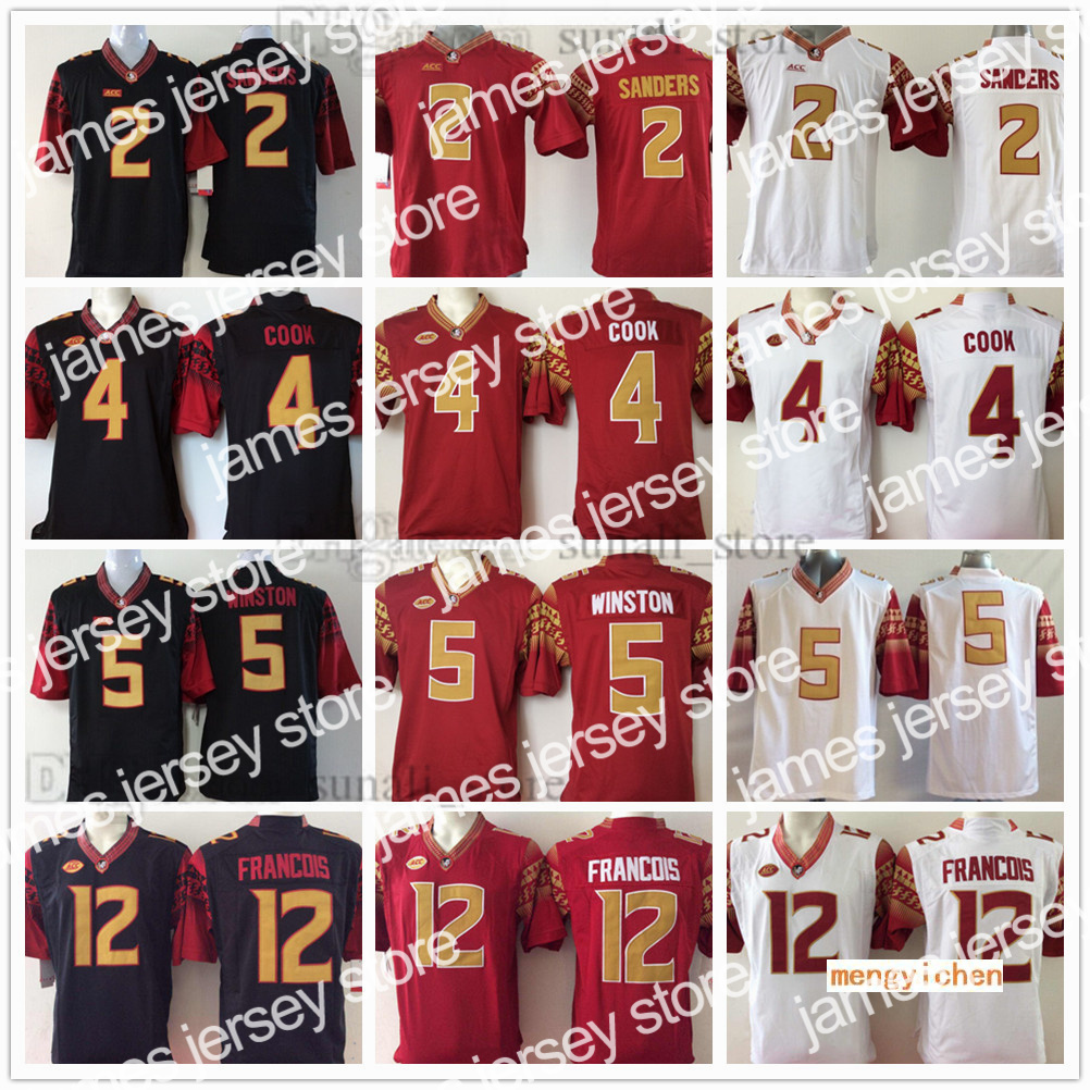 

New Florida NCAA College State 2 Deion Sanders Jerseys 3 Derwin James 4 Dalvin Cook 5 Jameis Winston 12 Deondre Francois Football Stitched Men, Black