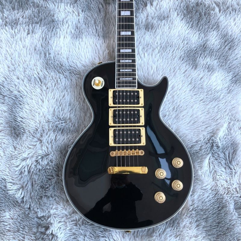 

in stock 2022 years popular New Arrival black color Electric Guitar Wholesale From China ebony wood fingerboard fret binding three pickups