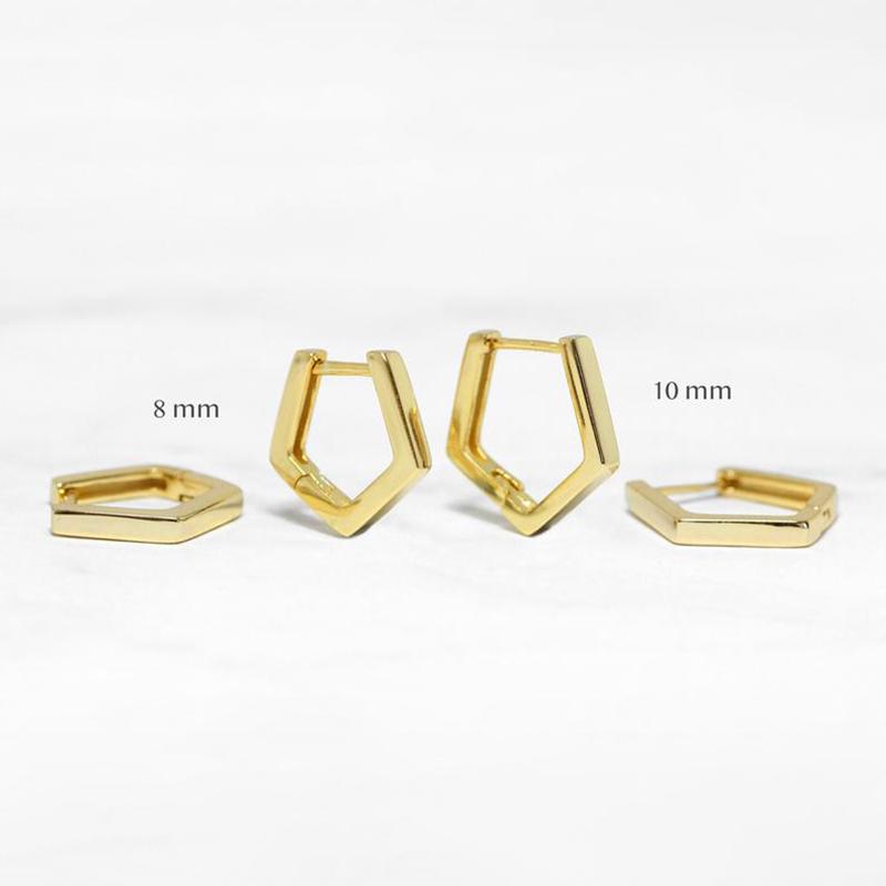 

Hoop & Huggie Aide 925 Sterling Silver 8/10mm Pentagon Smooth Earrings For Women Minimalist Geometric Rock Punk JewelryHoop