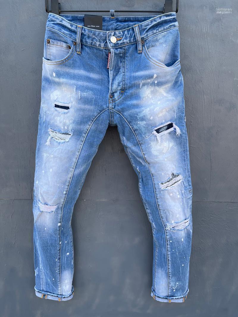 

Men's Jeans Brand Italy Blue Mens Pants Men Slim Stretch Denim Trousers Button Hole Pencil For T1381 Bert22, T138