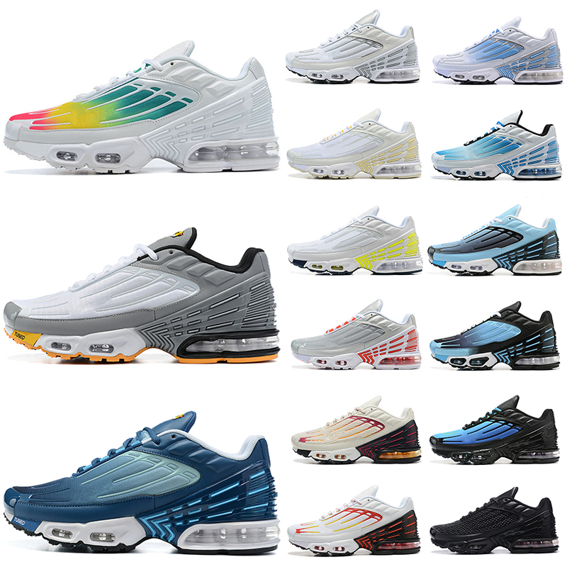 tuned tn plus 3 running shoes mens womens Aqua Volt Triple White Grey Light Bone Yellow Triple Black Leather Sport Blue men women outdoor sports