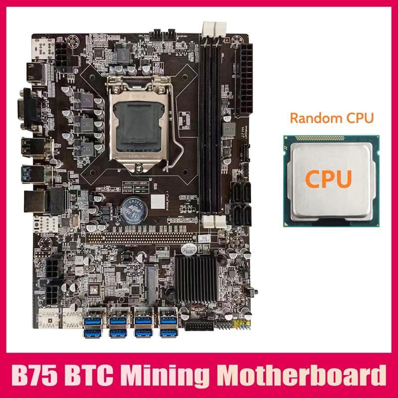 

Motherboards B75 BTC Mining Motherboard+Random CPU LGA1155 8XPCIE USB Adapter Support 2XDDR3 MSATA Miner Motherboard