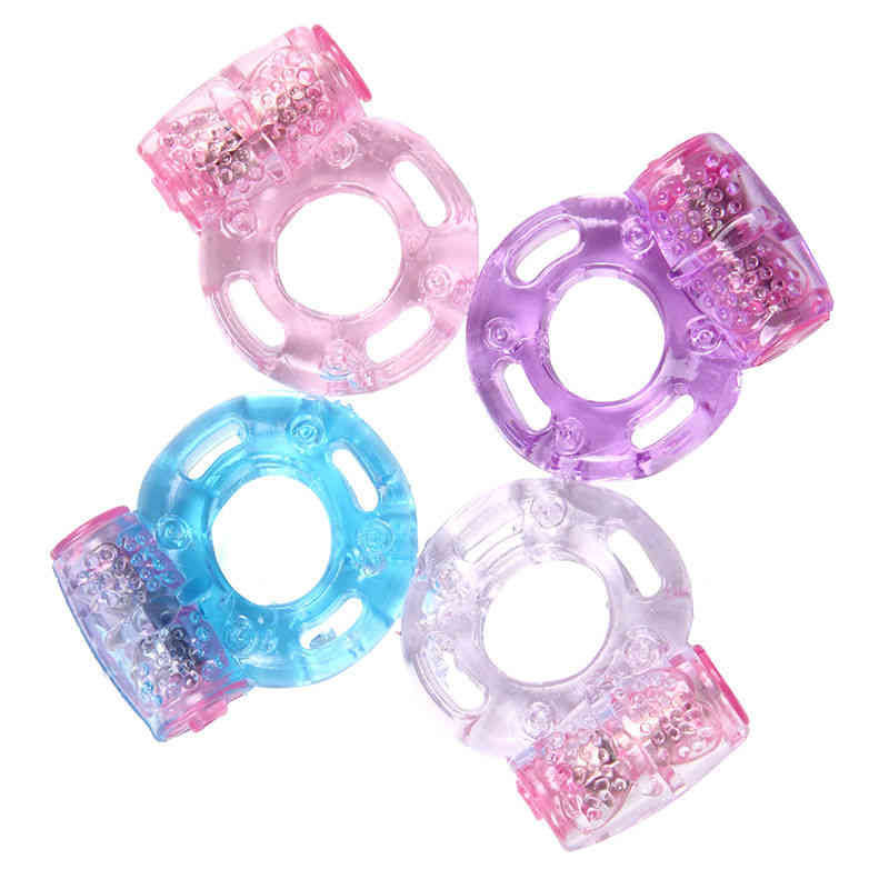 Massager Vibrator 2 Pcs Stretchy Butterfly Silicon Vibrating Cock Penis Rings Ad-image-793967099