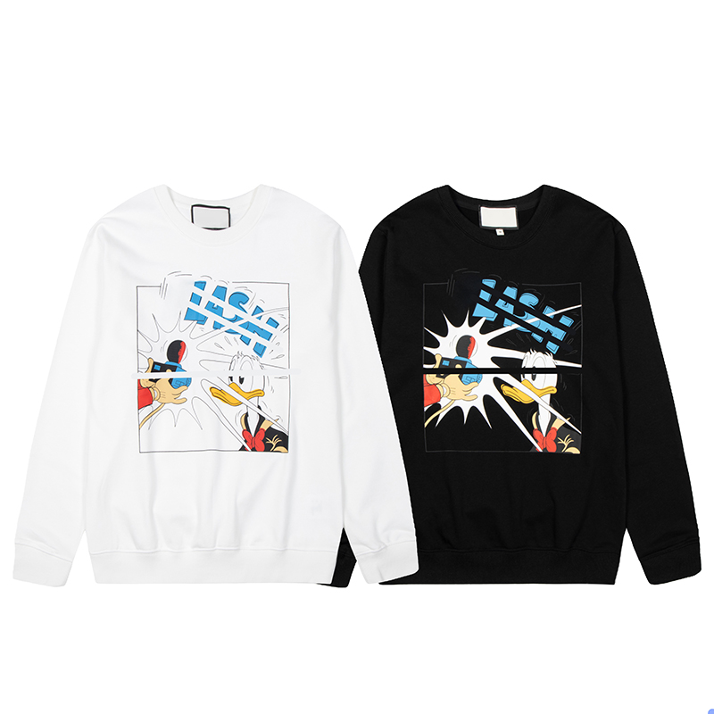 

Mens Designer Sweatshirts Crew Neck Fashion Casual Letters Embroidered Rooster Pattern Long Sleeves Men's pullover Black White Fall Clothing Asian Size